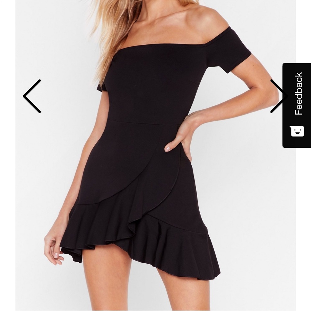 Off Shoulder Black Mini Dress